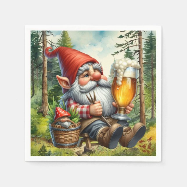 Cool beer gnome party  napkin (Front)