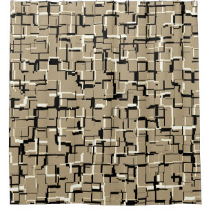 COOL Beige Black White Pattern Shower Curtain