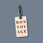 Cool Beige Deep Red Bold Bon Voyage  Luggage Tag<br><div class="desc">Simple fully customisable luggage tag design with light pastel background,  deep red bold fonts. Perfect gift idea.</div>