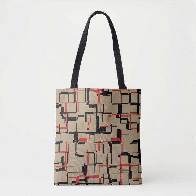 COOL Beige Red Black Tote Bag (Front)