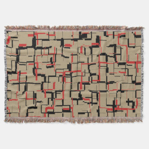 COOL Beige Red Black Unique Pattern Throw Blanket