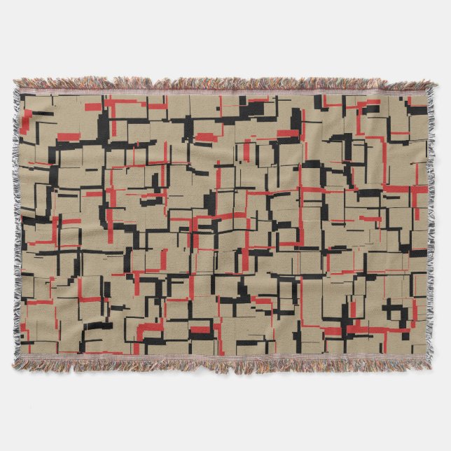 COOL Beige Red Black Unique Pattern Throw Blanket (Front)