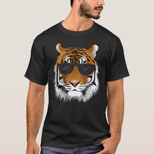Cool Bengal Tiger With Sunglasses Bengal Tiger Hea T-Shirt (Front)