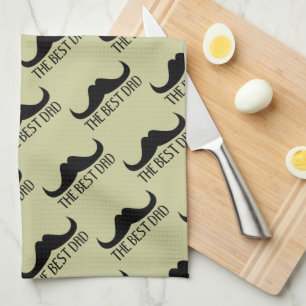 Cool best Dad Black Moustache Father Day pattern Tea Towel