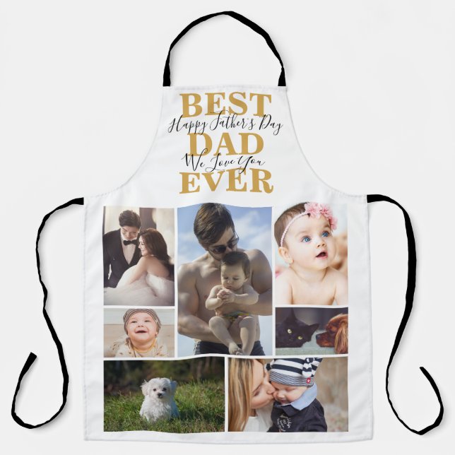Cool Best Dad Ever Father's Day Photo Collage Apro Apron (Front)