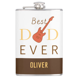 Cool Best Dad Ever Music Guitar Fathers Day Hip Flask