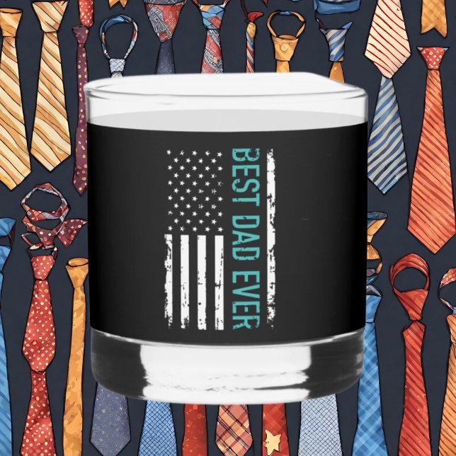 Cool best Dad ever word art Whiskey Glass (Creator Uploaded)