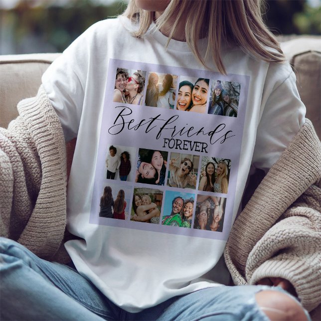 Cool Best Friends Purple Photo Collage T-Shirt (Creator Uploaded)