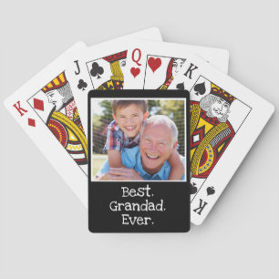 Cool Best Grandad Ever Photo Personalised Black Playing Cards