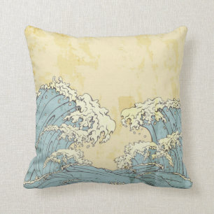 Cool big blue ocean waves image cushion