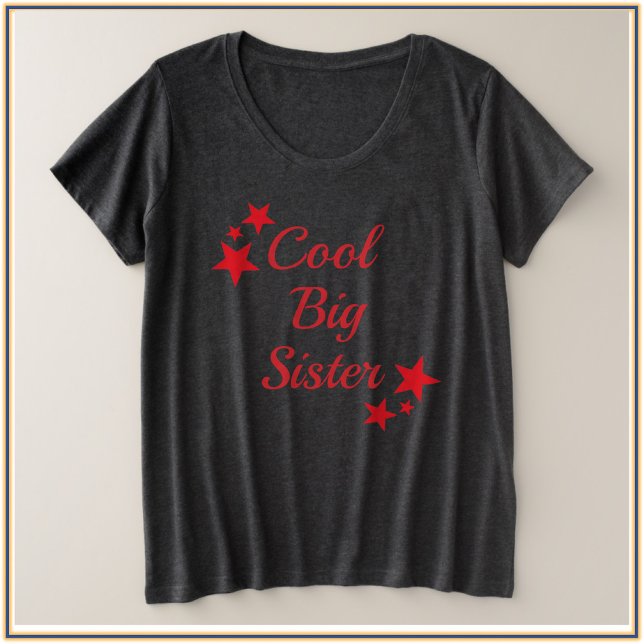 Cool Big Sister Red Stars Plus Size T-Shirt (Creator Uploaded)