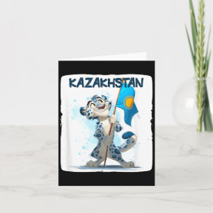 Cool Big Wildcat with Kazakhstan Flag Costume Card