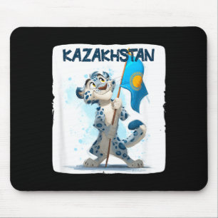 Cool Big Wildcat with Kazakhstan Flag Costume Mouse Pad
