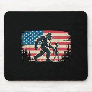 Cool Bigfoot Alien Aamerican Flag Patriotic Usa Mouse Pad