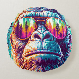 Cool Bigfoot in Hip Sunglasses Round Cushion