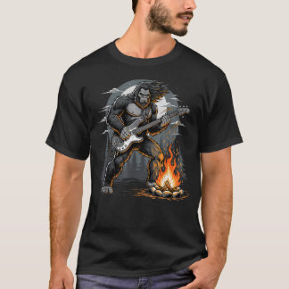 Cool Bigfoot Playing Bass Guitar Sasquatch Big T-Shirt
