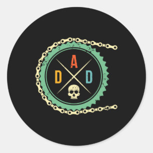 Cool Bike Skull Dad Mountain Biking Mtb Riding Cyc Classic Round Sticker