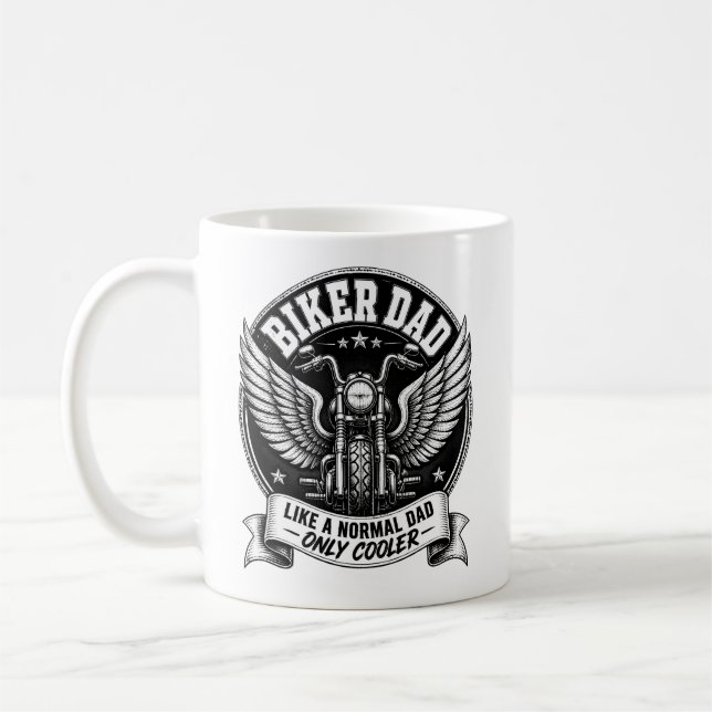 Cool Biker Dad Vintage Motorcycle Coffee Mug (Left)