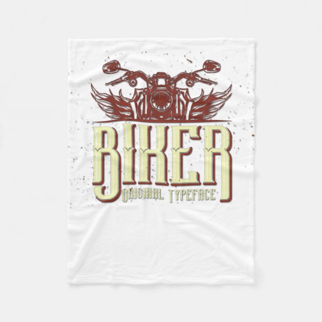 Cool Biker Design - Original Typeface Fleece Blanket (Front)