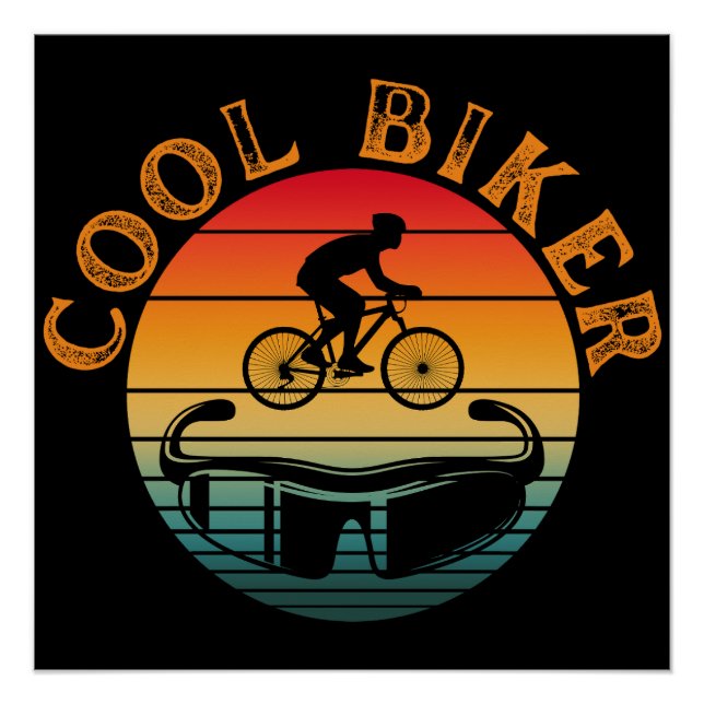 Cool Biker Sunset Sunglasses Poster (Front)