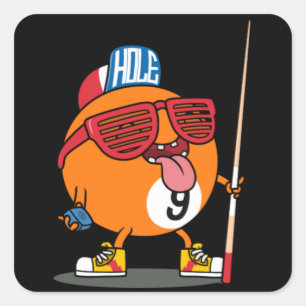 Cool billiard nine ball square sticker