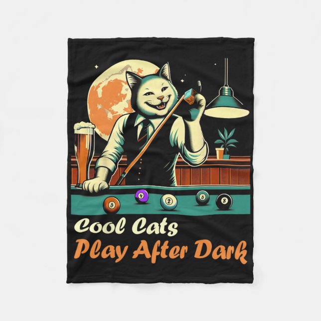 Cool Billiard Playing Kitty Cat  Fleece Blanket (Front)