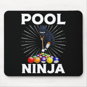 Cool Billiards Art For Men Women Pool Player Ninja Mouse Pad