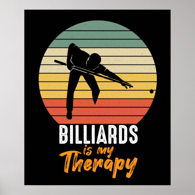 cool Billiards therapy word art Poster (Front)