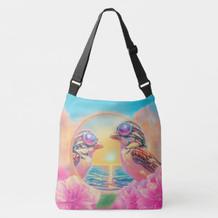 Cool Birds with Sunglasses at Sunset Crossbody Bag
