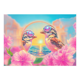 Cool Birds with Sunglasses at Sunset Photo Print