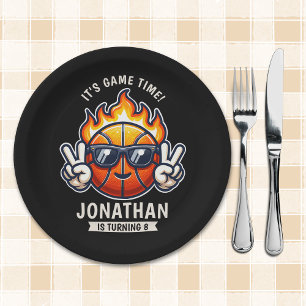 Cool Birthday Boy with Basketball Theme Paper Plate