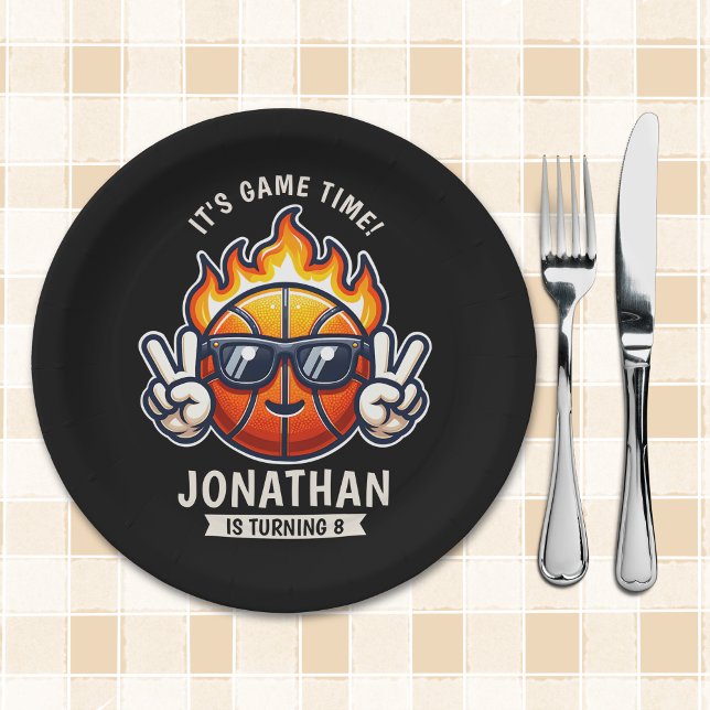 Cool Birthday Boy with Basketball Theme Paper Plate (Creator Uploaded)