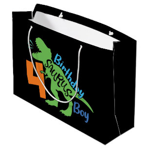 cool Birthday dinosaur 4th Large Gift Bag