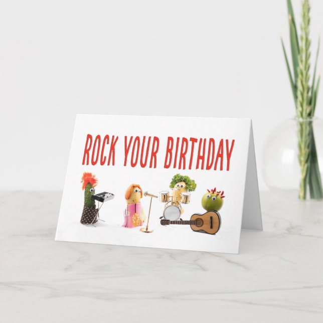 Cool Birthday for Vegetarian - Rock Music Lover Card (Front)