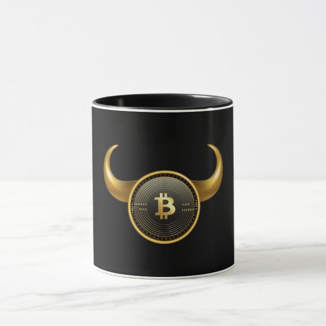 Cool Bitcoin Bull Market Black Mug (Center)