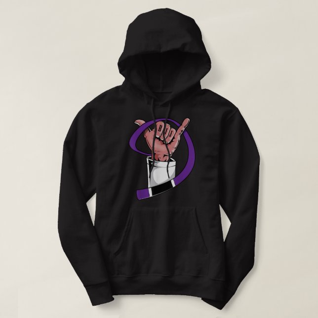 Cool BJJ Purple Belt Gift Brazilian Jiu Jitsu, Mar Hoodie (Design Front)