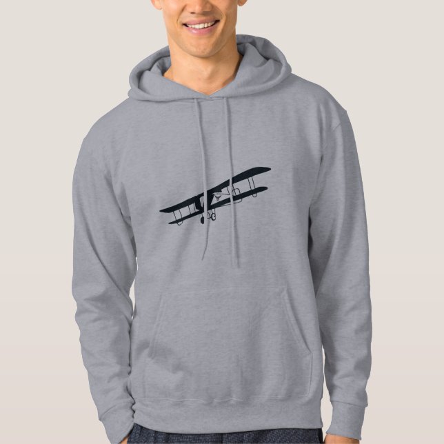 Cool Black Aeroplane, Simple& Fun Aviation Aircraf Hoodie (Front)
