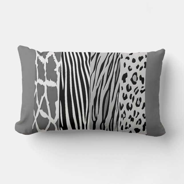 Cool Black, And Grey Animal Print Embossed Pillow (Front)