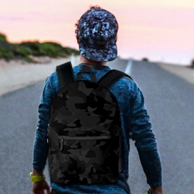 Cool Black and Grey Military Camo Pattern Design  Printed Backpack (Creator Uploaded)