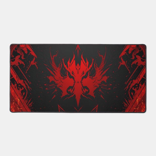 Cool black and orange futuristic gaming background desk mat (Front)