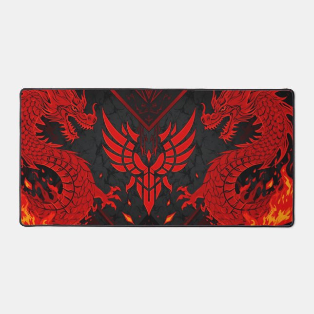 Cool black and orange futuristic gaming background desk mat (Front)