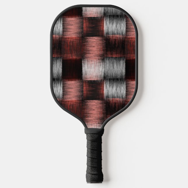 Cool Black and Red Chequerboard Pattern Pickleball Paddle (Front)