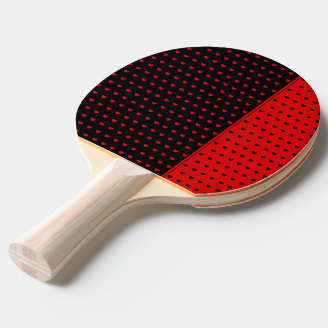 Cool Black And Red Colours Stylish Hearts Pattern  Ping Pong Paddle (Front Angle)