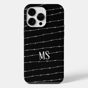 Cool black and white barbed wire pattern Monogram iPhone 14 Pro Max Case