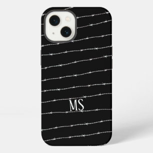 Cool black and white barbed wire pattern Monogram iPhone 13 Case