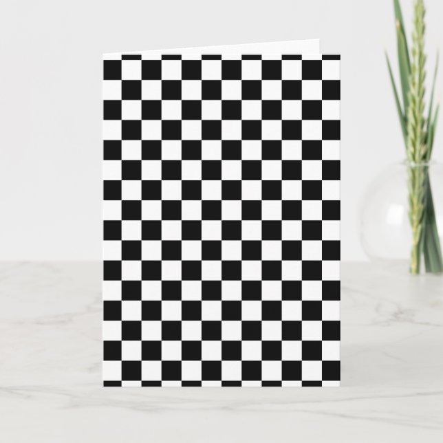 Cool Black And White Chequered Flag Pattern Card (Front)