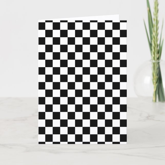 Cool Black And White Chequered Flag Pattern Card (Front)