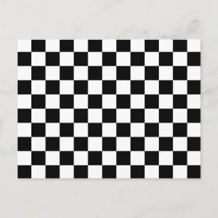 Cool Black And White Chequered Flag Pattern Postcard