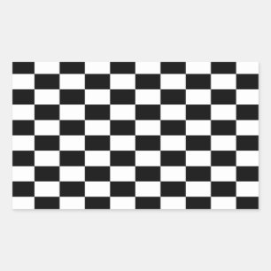 Cool Black And White Chequered Flag Pattern Rectangular Sticker