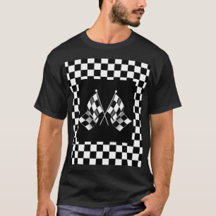 Cool Black And White Chequered Flag Pattern T-Shirt
